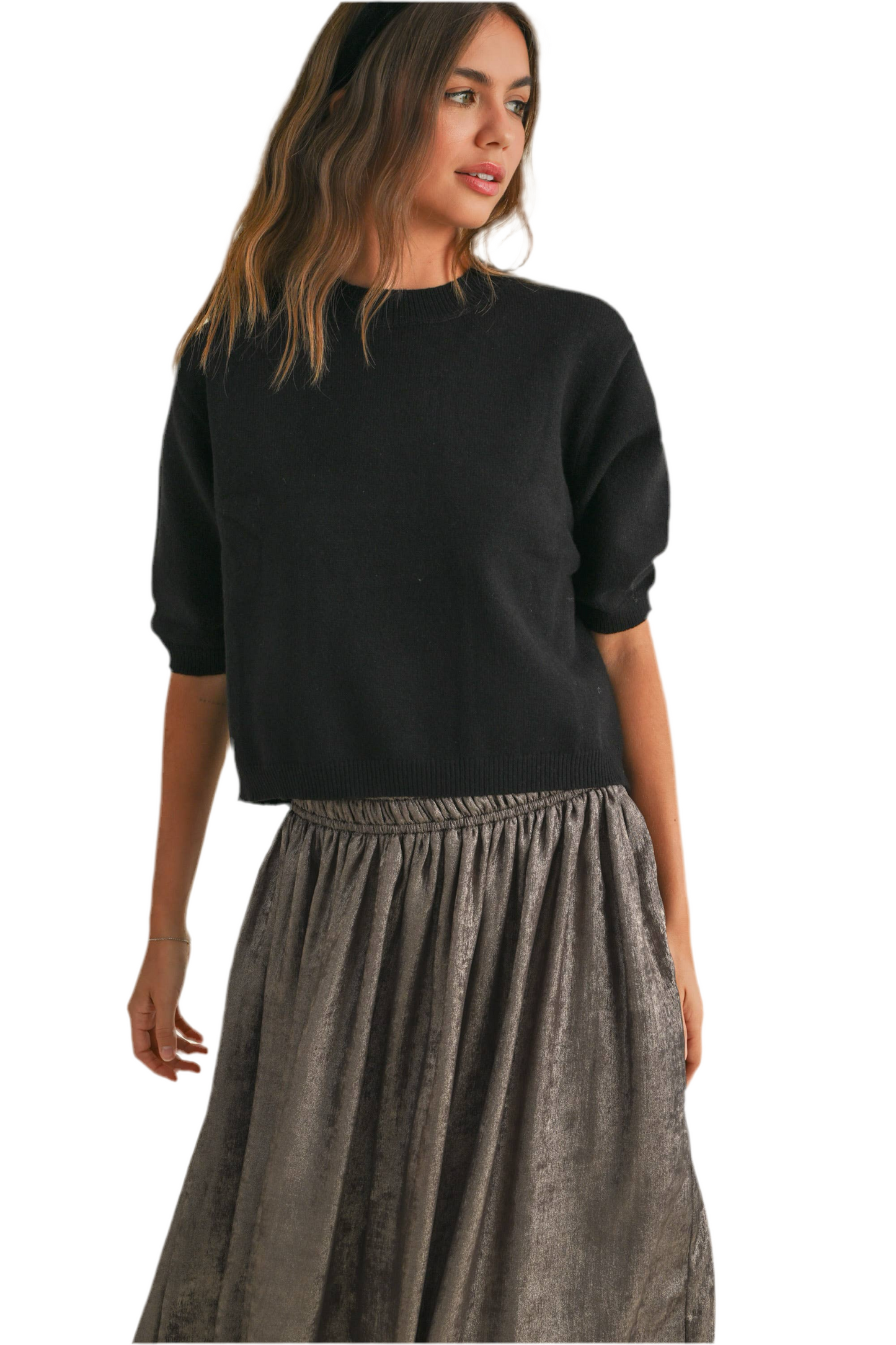 Miou Muse Short Sleeve Sweater Top