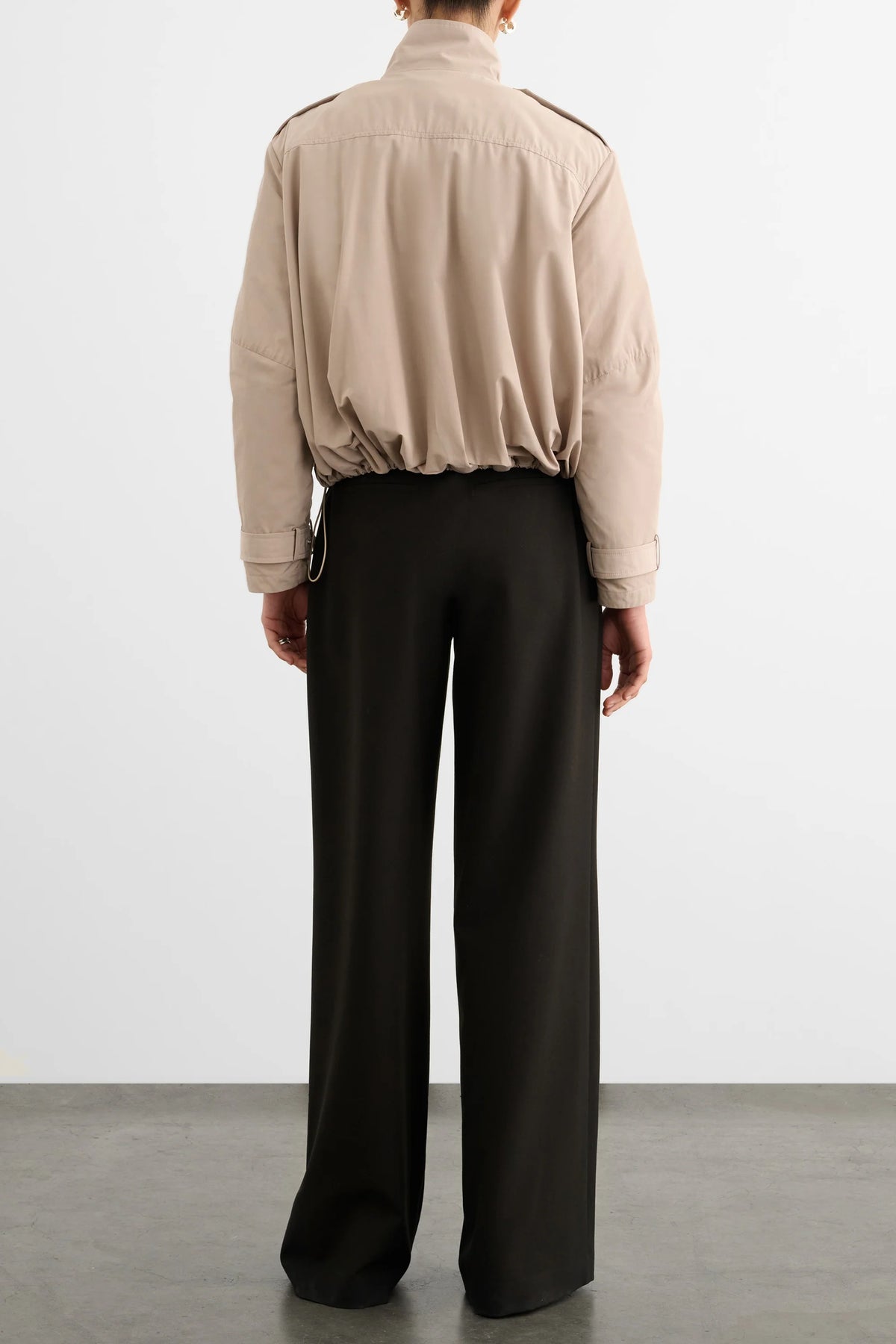 Alyssa Funnel Neck Bomber with Drawstring Detail