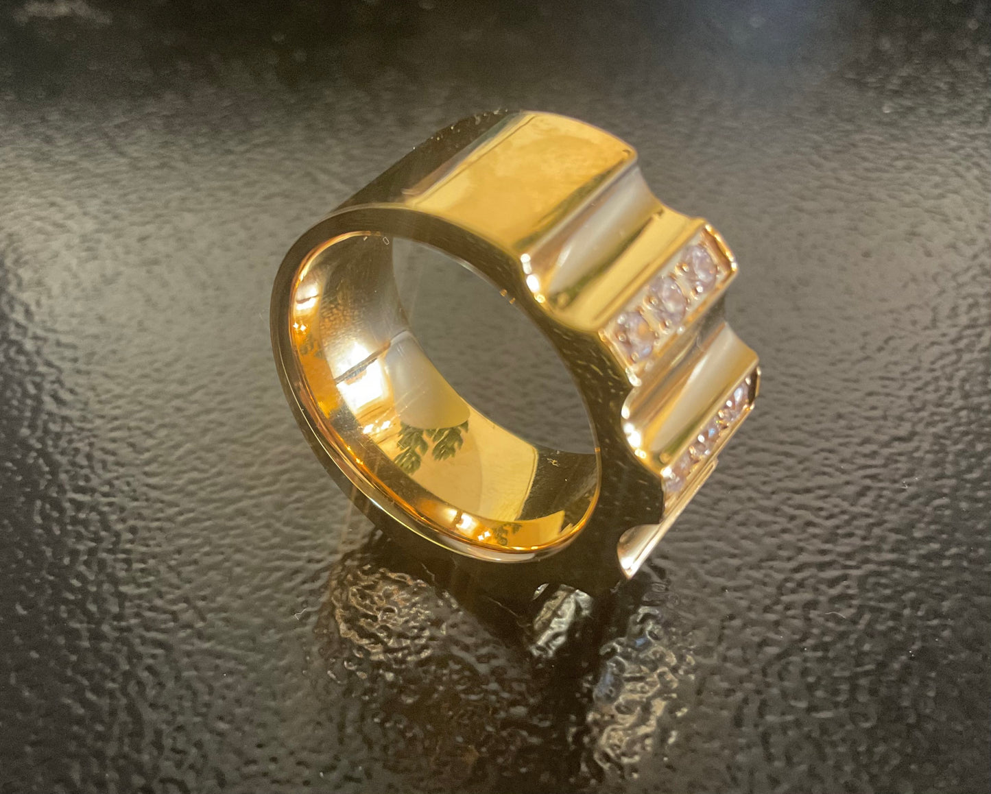 Cubic Zirconium Ridged Rings