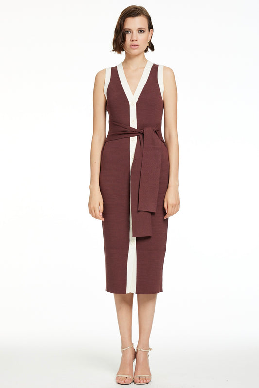 Victoria Sleeveless Button-Front Midi Dress