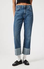 Savannah Cuffed Shaded Classic Blue Jean - Mavi