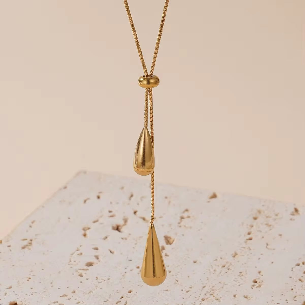 Liquid Gold Water-Drop Earrings & Necklace