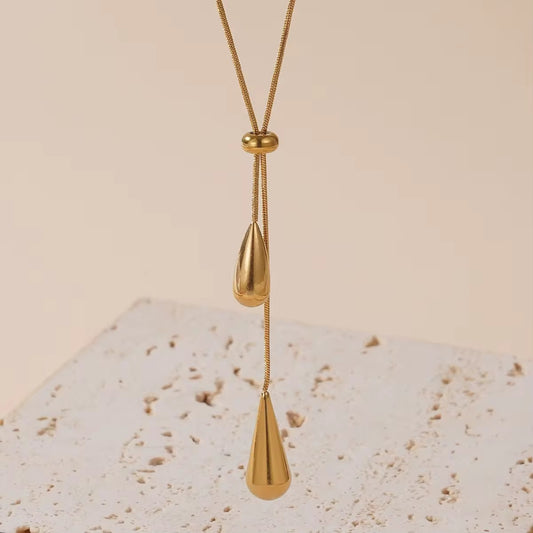Liquid Gold Water-Drop Earrings & Necklace