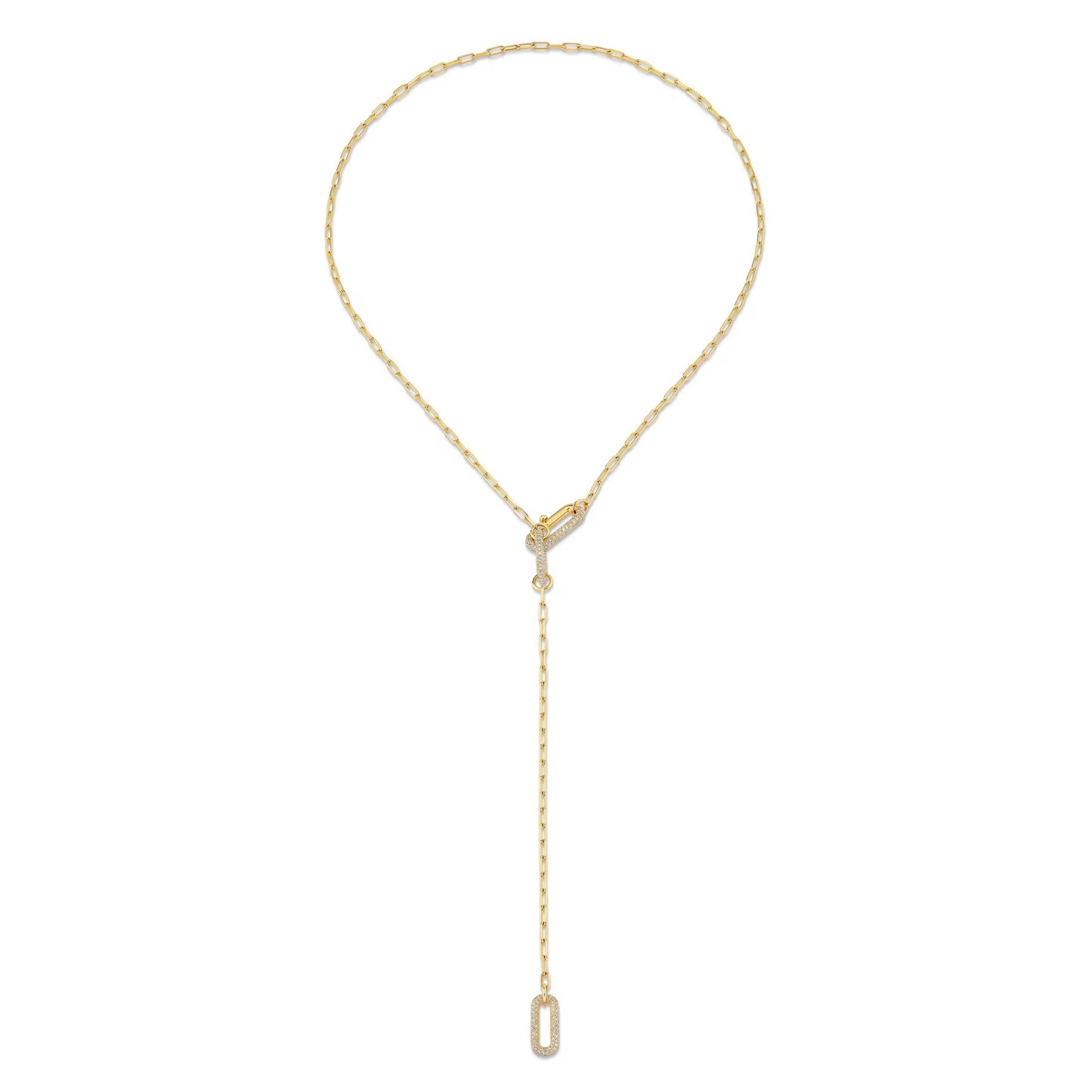 Paperclip Lariat Chain Necklace – Gold or Silver