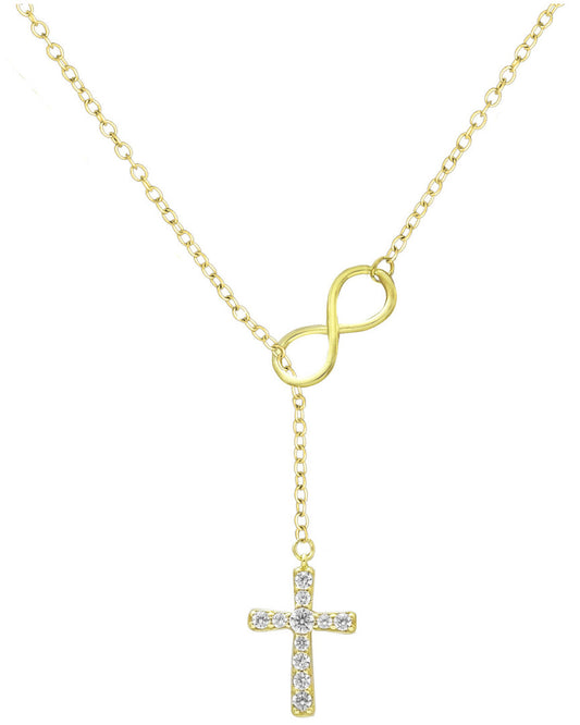 Savvy Cie 18K Over Silver CZ Infinity Cross