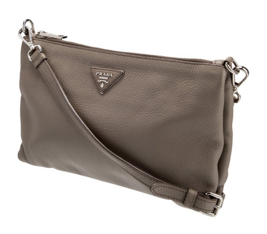 Prada Enameled Metal Triangle Crossbody Bag