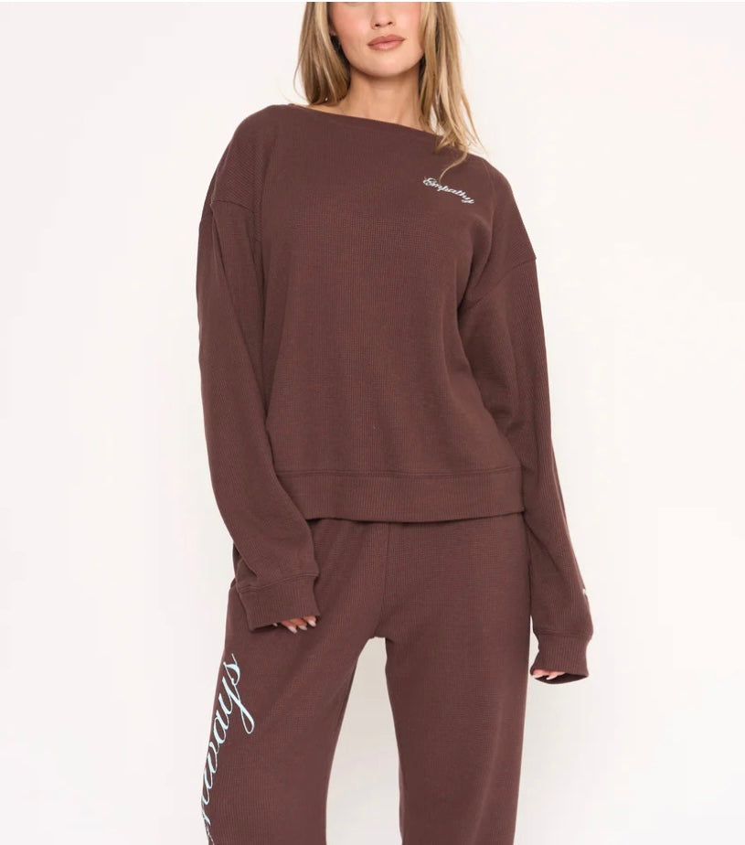 The Mayfair Group Empathy, Always Brown Waffle Crewneck