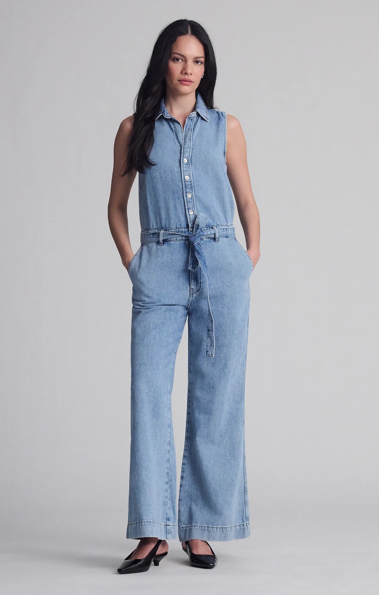 Elara Li Well Blue Denim Jumpsuit - Mavi