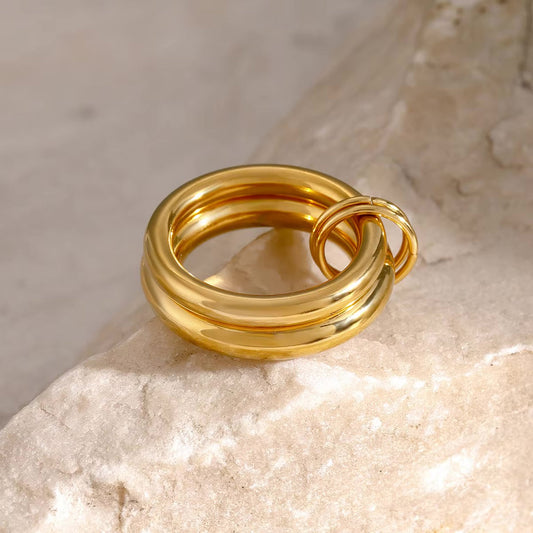 DUNE STACKED GOLD RING
