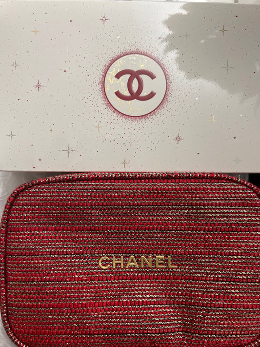 CHANEL Red Cosmetic Bag