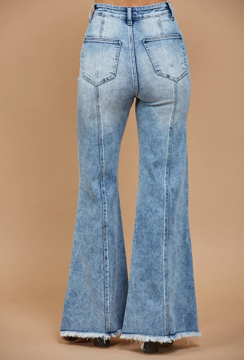 Flared Mid-Denim Jeans - Wisteria Lane