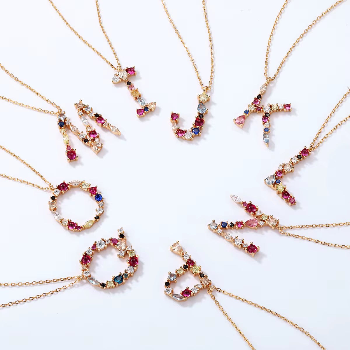 Multicolor Alphabet Pendant Necklace