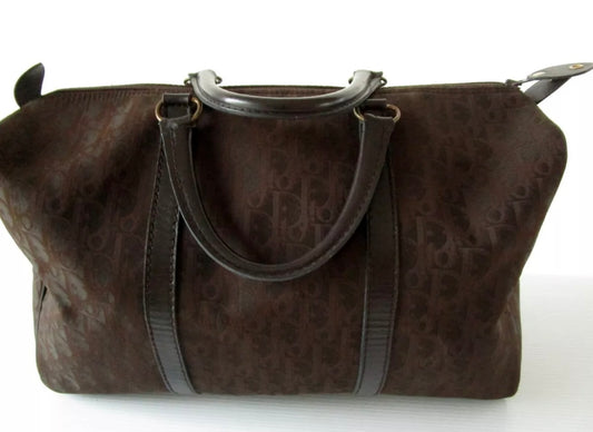 Christian Dior Vintage Boston Bag Dark Brown Mini Duffel