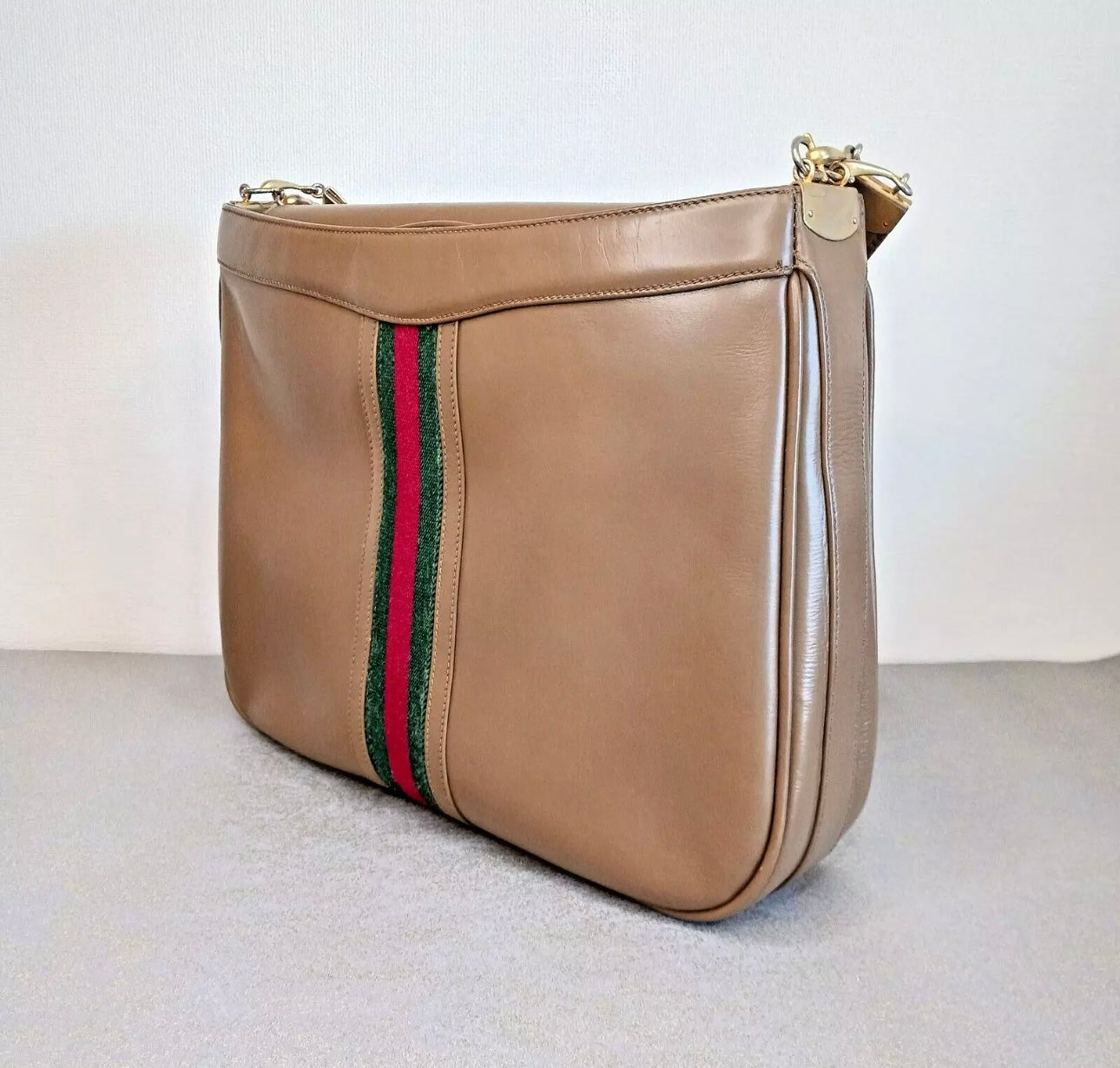 GUCCI 80s Vintage Shoulder Bag Sherry Line Leather Brown Pre-Owned