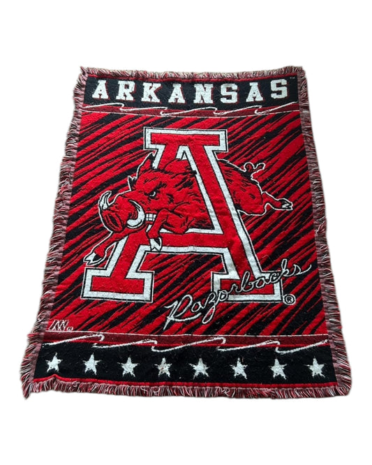 Retro Arkansas “A” Hog Logo Blanket – Made in USA – 90s Vibe
