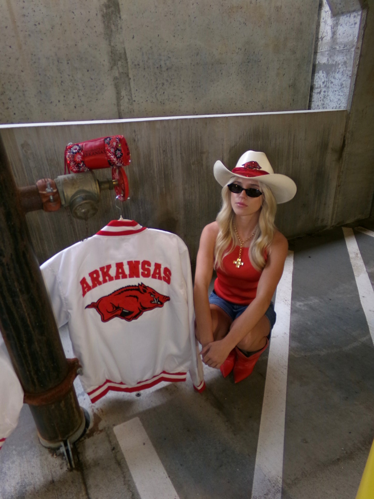 Varsity Collection - Arkansas Razorbacks Satin Bomber