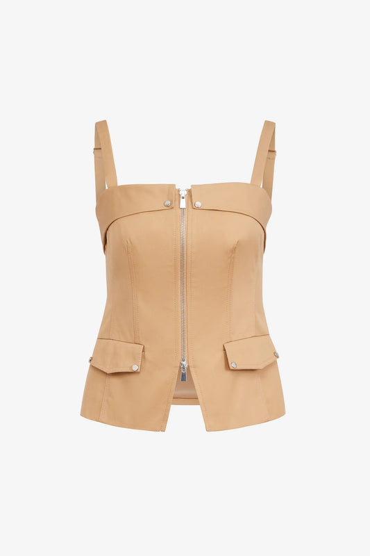 Jayden Zip Front Top in - TOCCIN