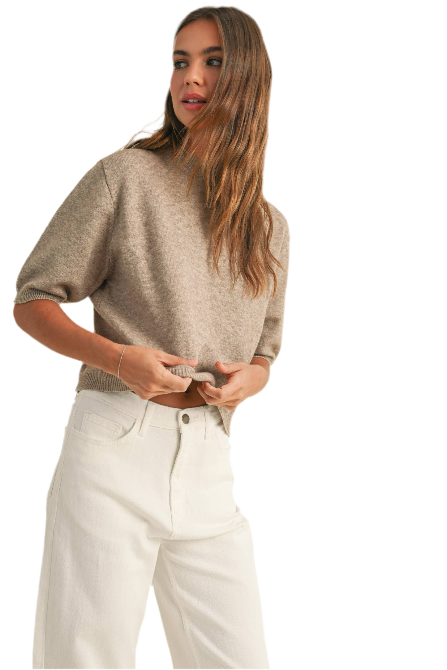 Miou Muse Short Sleeve Sweater Top