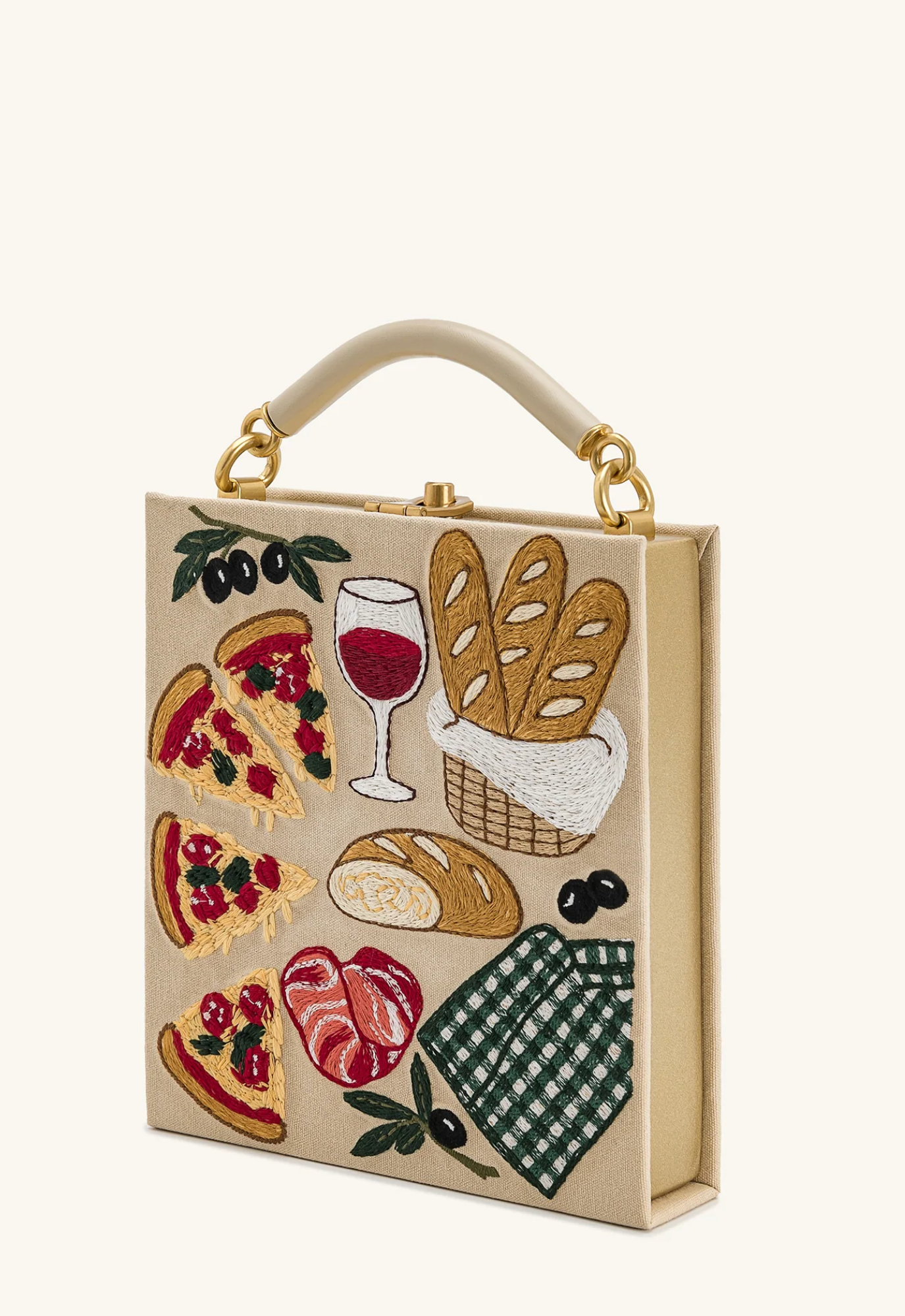 Elle Picnic Pattern Book Top Handle Bag - Khaki