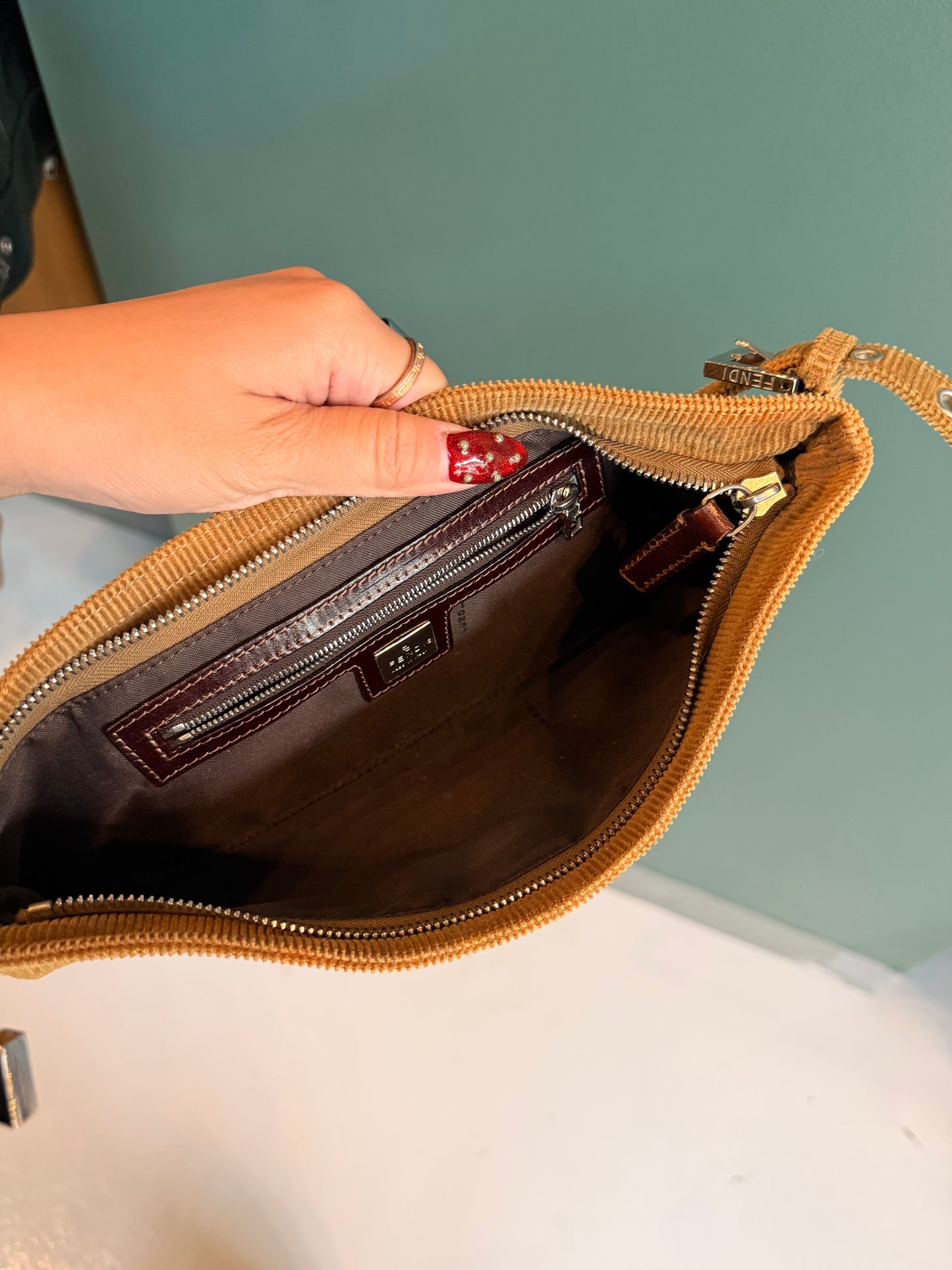 Fendi Corduroy Baguette Bag