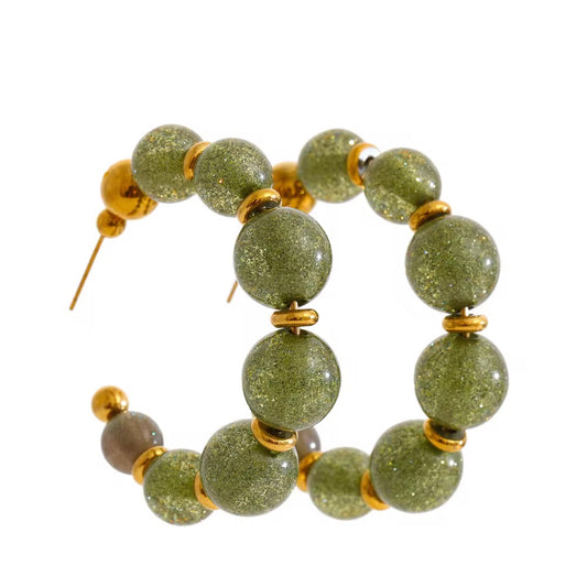 18K Gold Plated Acrylic Beaded Hoop Earrings