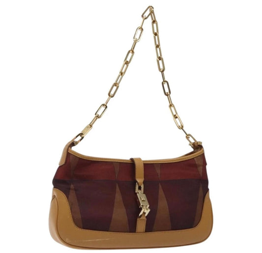 Gucci Jackie Chain Shoulder Bag – Brown Nylon & Gold Hardware