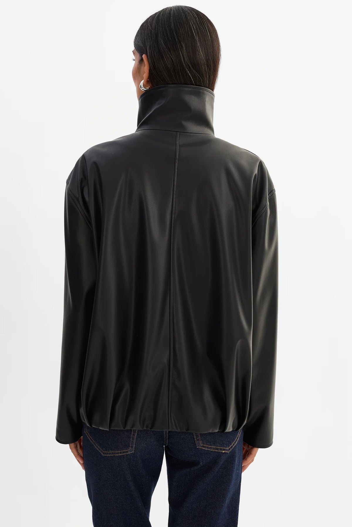 Denita Faux Leather Oversized Bomber Jacket