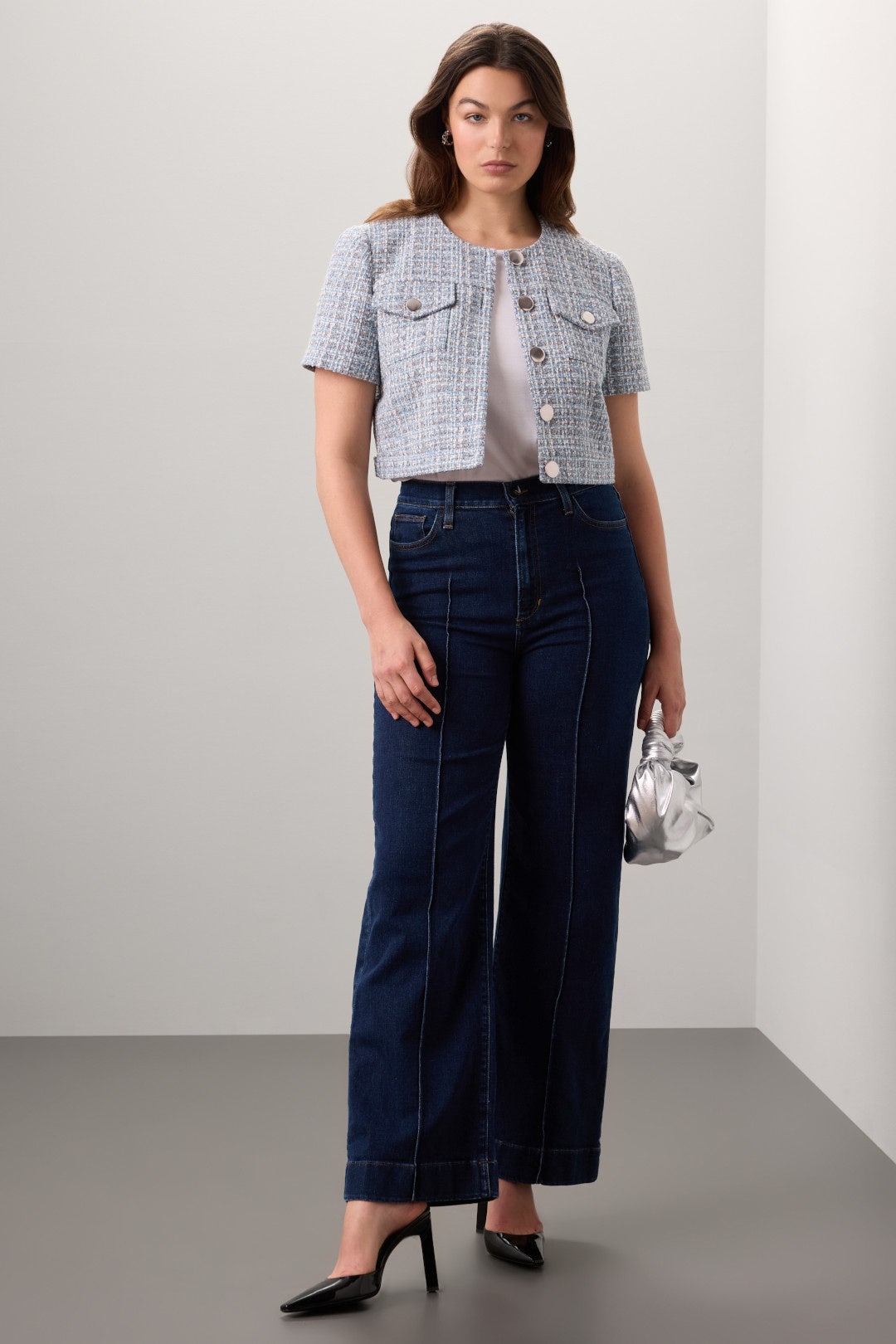 Short Sleeve Tweed Jacket Toccin
