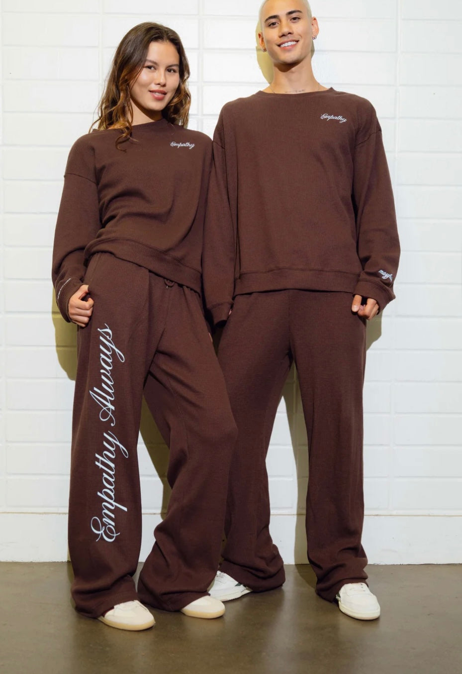 The Mayfair Group Empathy, Always Brown Waffle Crewneck