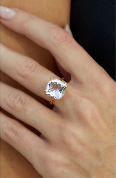 Savvy Cie 18K Over Silver 4.87 ct. tw. Pink Amethy Size: 7
