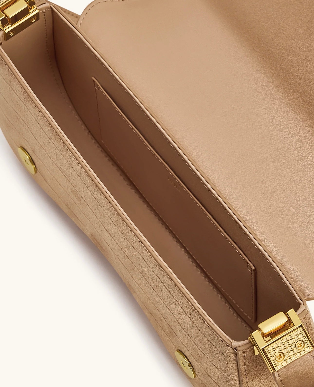 Joy Croc-Embossed Faux Suede Shoulder Bag| Beige