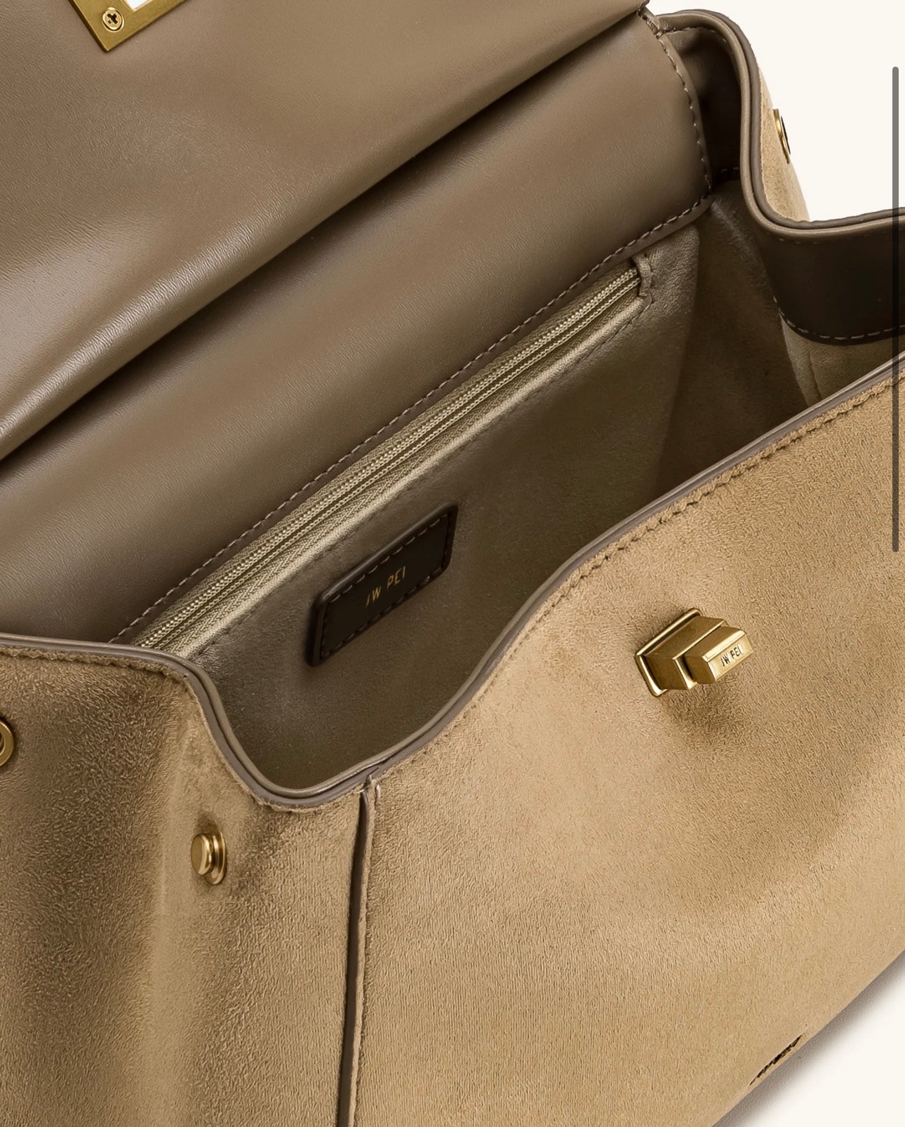 Lucia Classic Faux Suede Top Handle Bag| Taupe