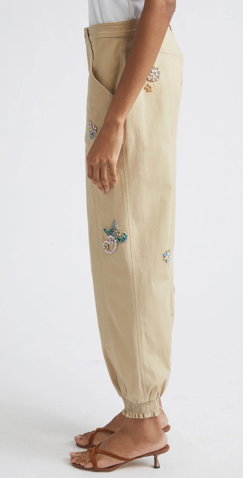 Rhinestone Paisley EMB Fly Front Mavis Pant