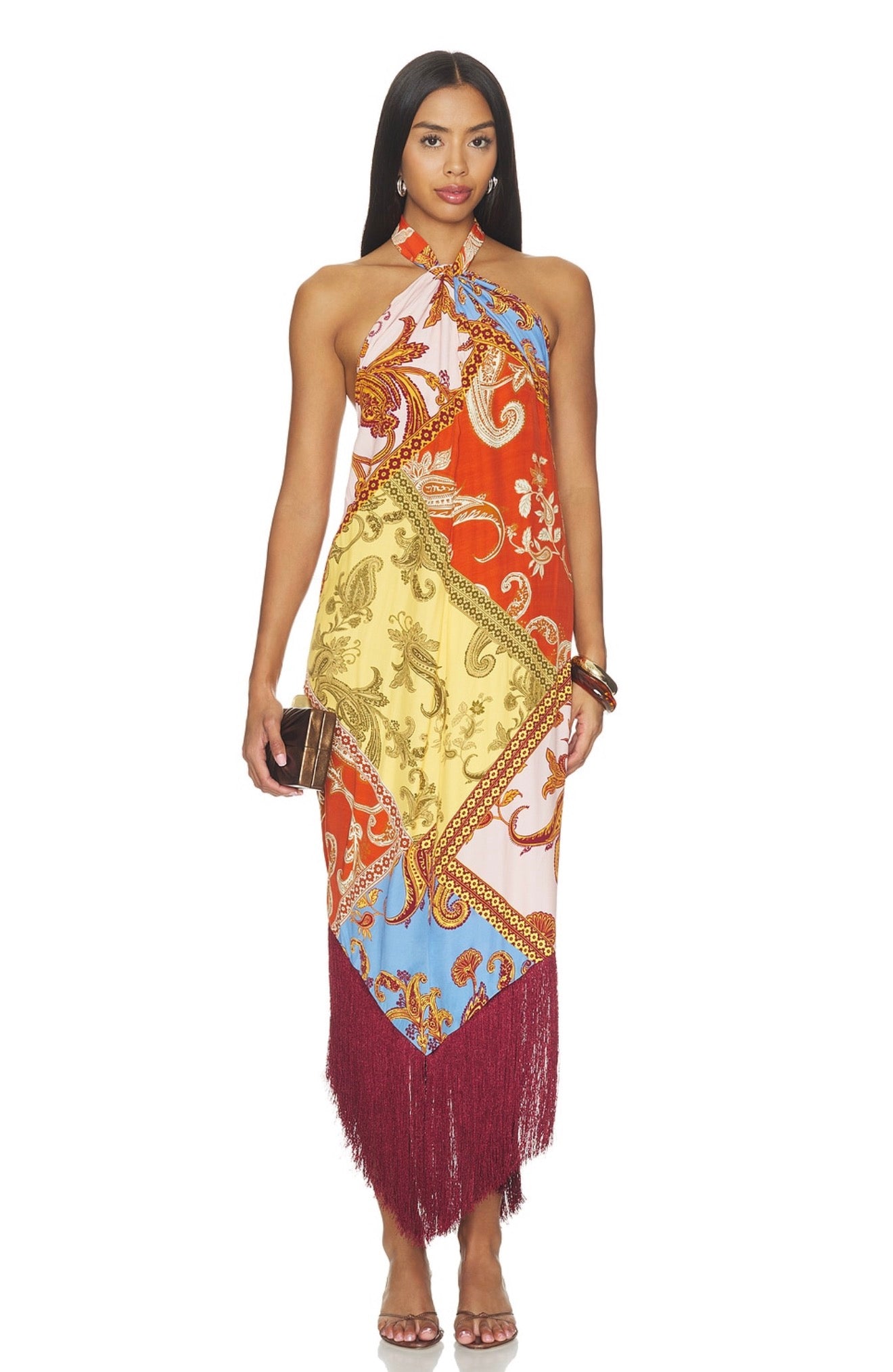 Tie Sash Long Dress in Multi