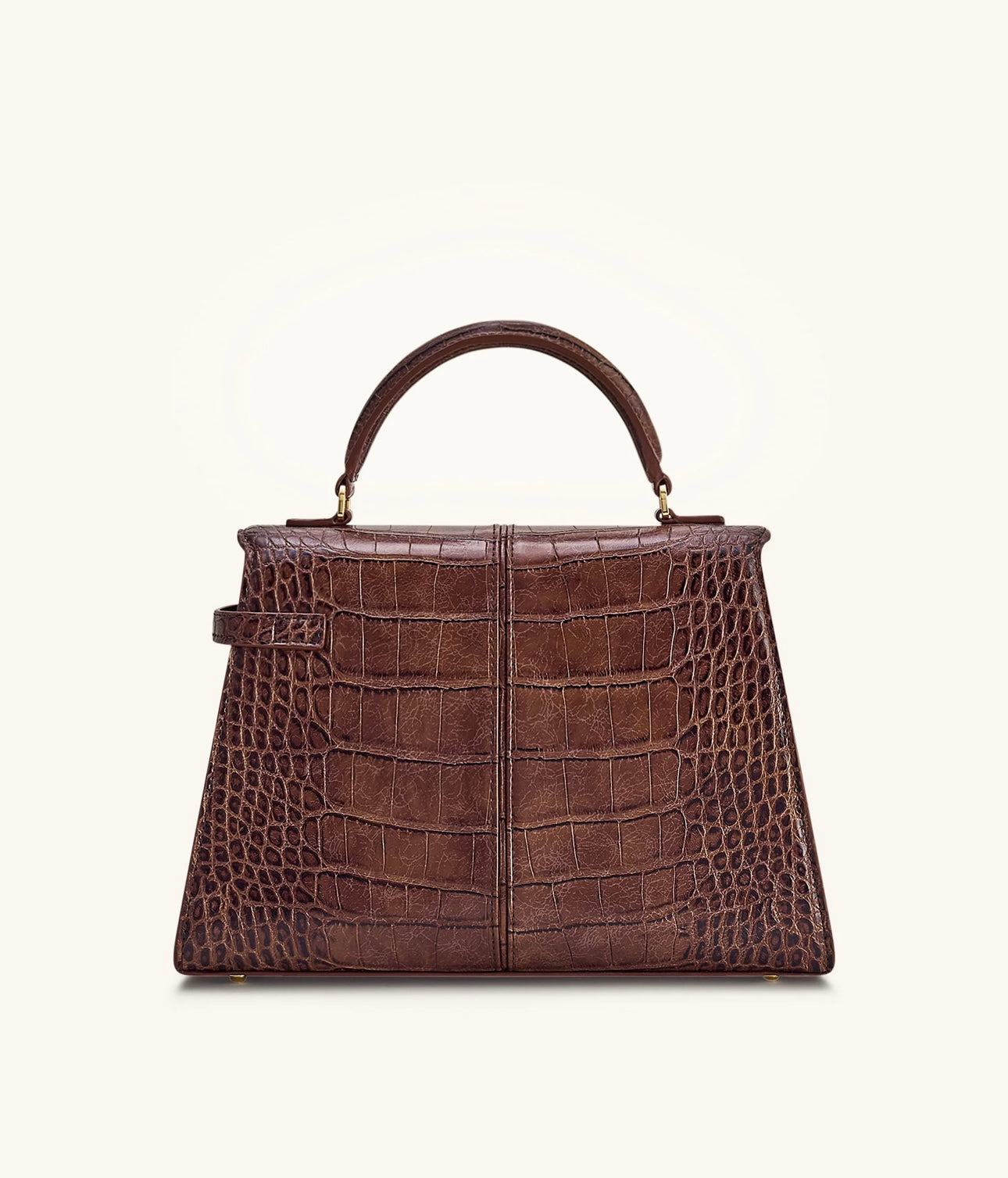 Elise Large Croc-Embossed Top Handle Bag| Chestnut Brown
