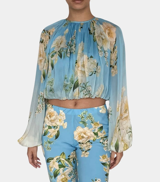 Floral Chiffon Crop Top