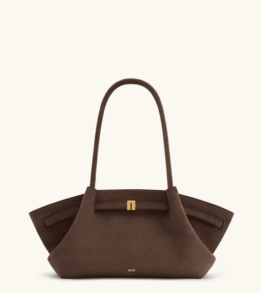 Hana Wide Faux Suede Tote Bag| Dark Brown