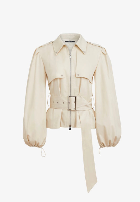 Brighton Belted Zip-Front Jacket - TOCCIN