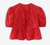 Lace-Up Puff Sleeve Top
