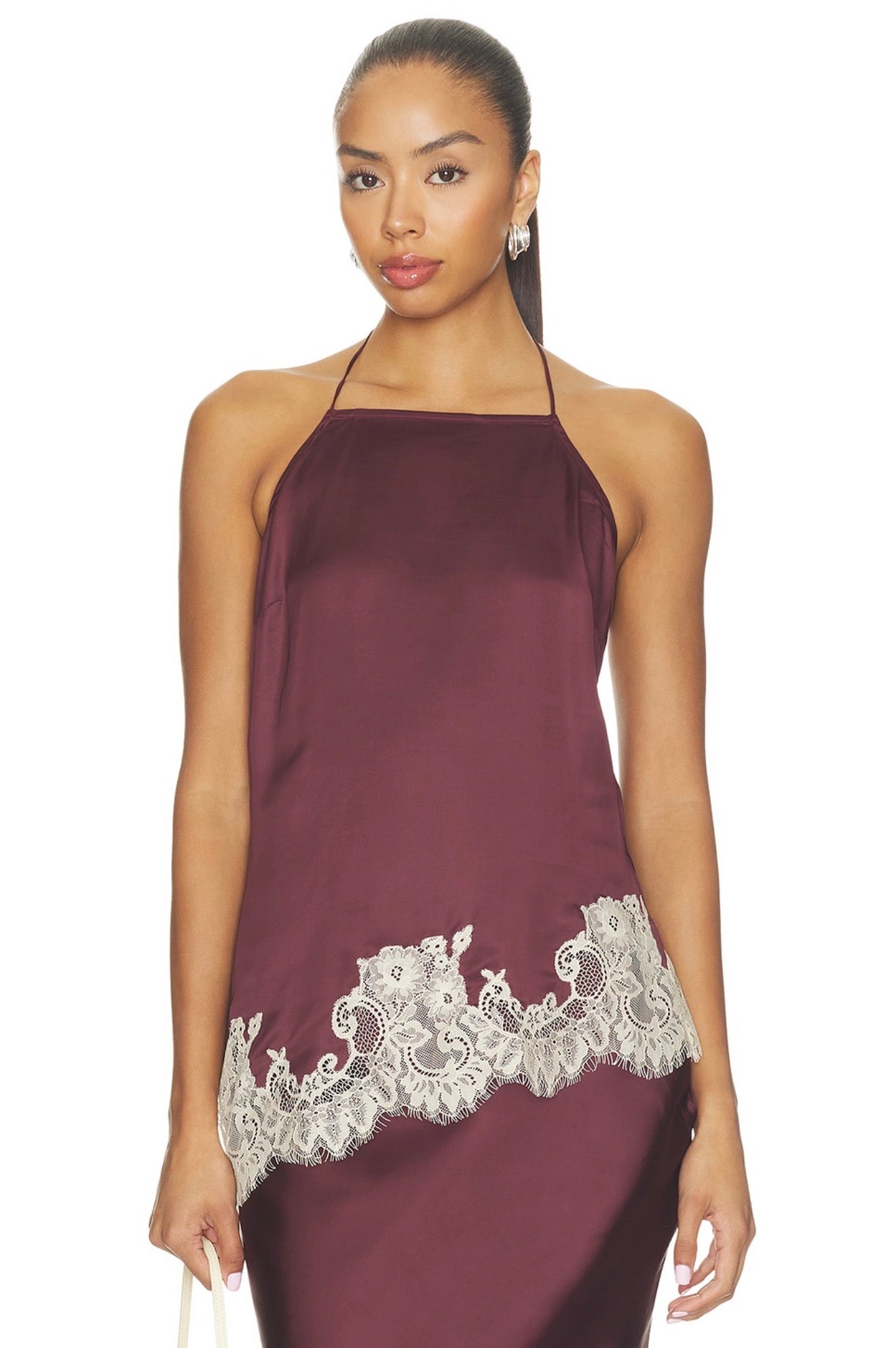 Lace Detail Top in Burgundy