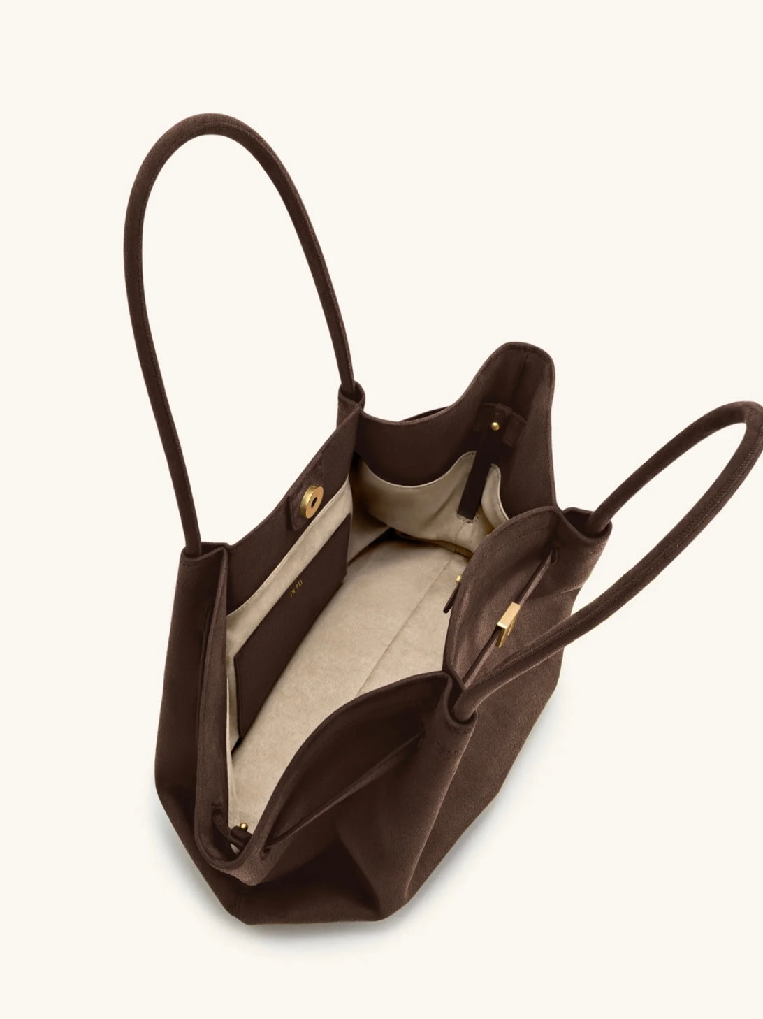 Hana Wide Faux Suede Tote Bag| Dark Brown