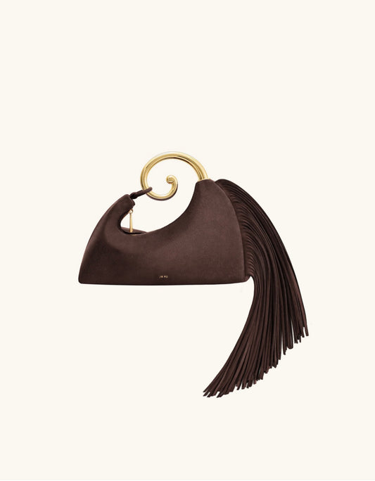 Nell Fringe Hardware Top Handle Bag|Deep Brown