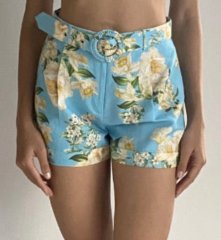 Aija Floral Belted Shorts