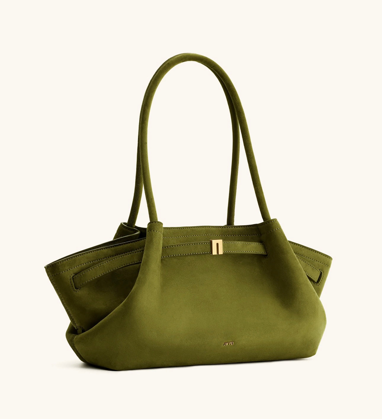 Hana Wide Faux Suede Tote Bag| Olive Green