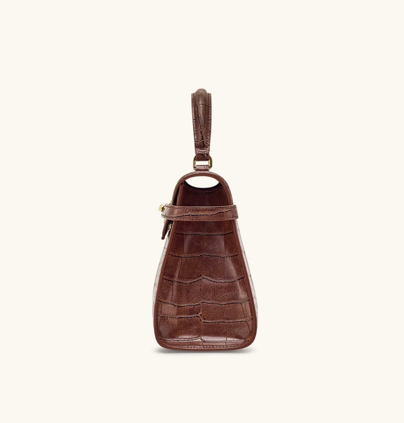 Elise Large Croc-Embossed Top Handle Bag| Chestnut Brown