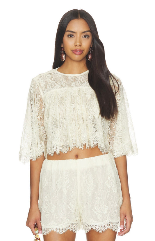 Ruffle Top in Eggshell
