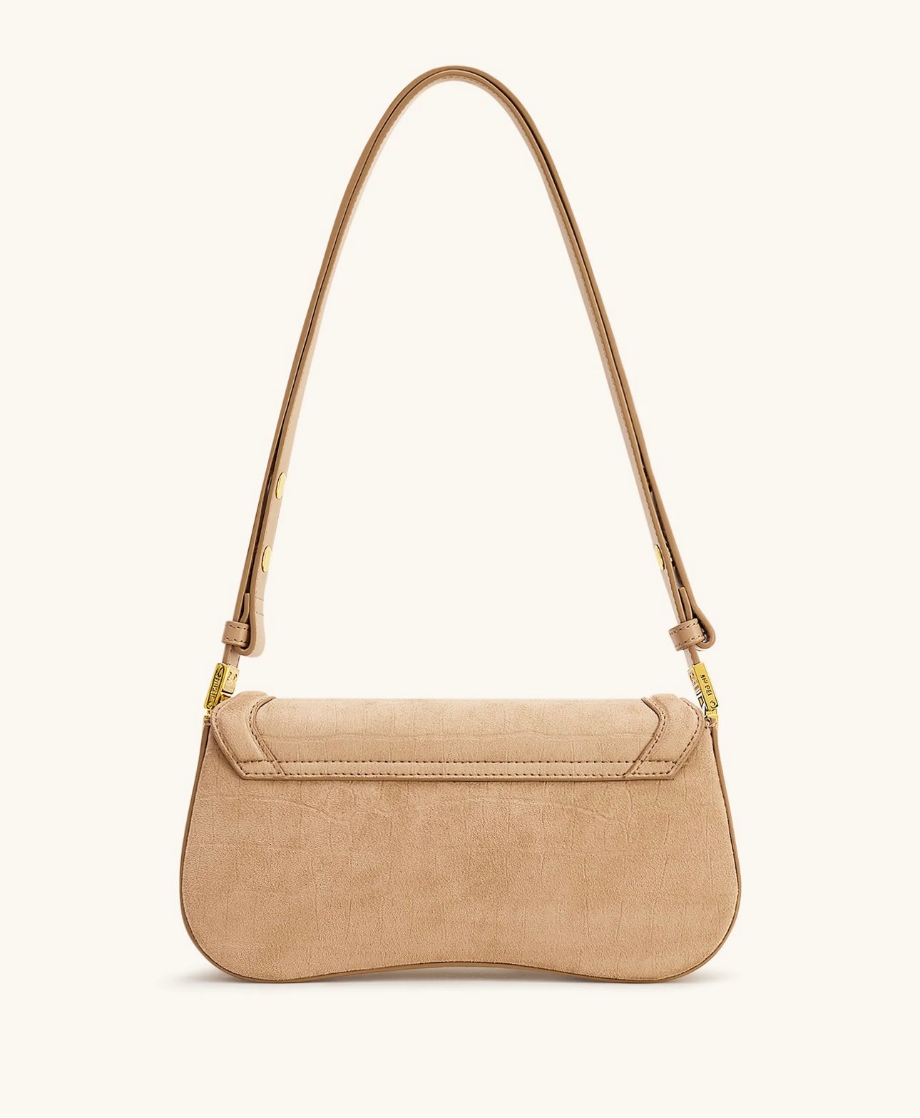 Joy Croc-Embossed Faux Suede Shoulder Bag| Beige