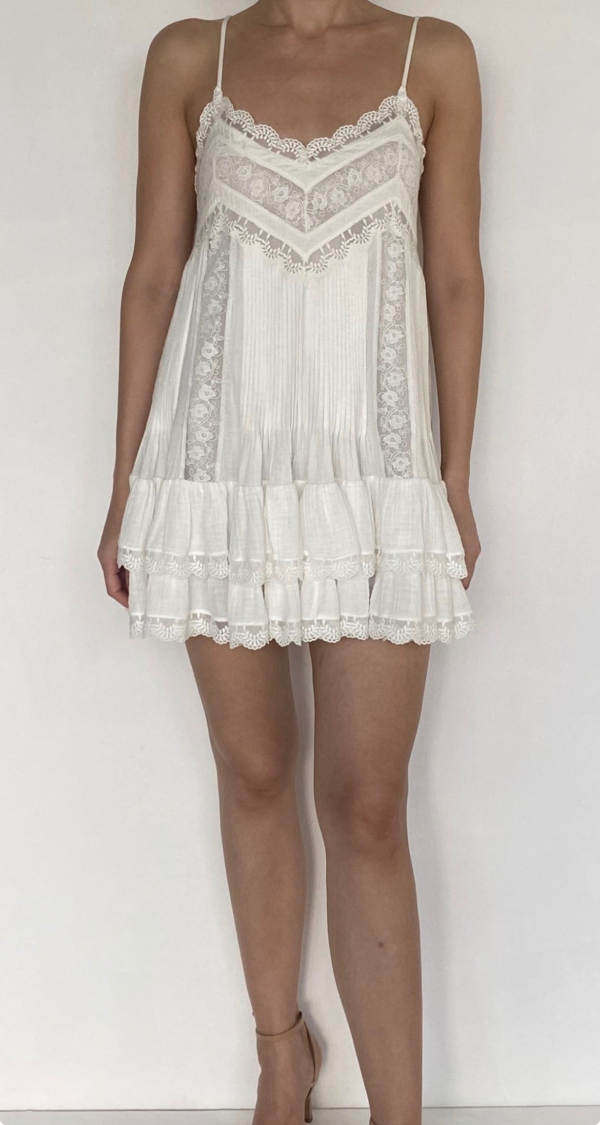 Lace Detail Mini Dress- Rococo Sand