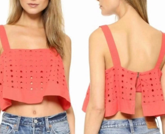 Free People Coral Cotton Crop