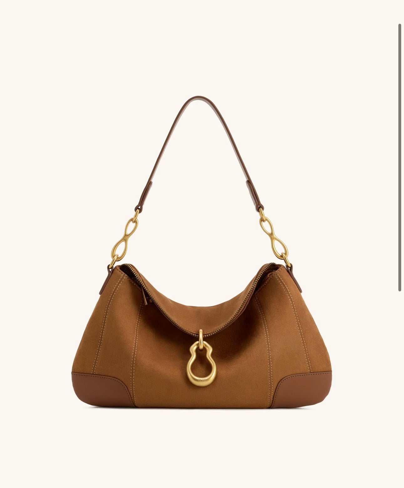 Jayla Faux Suede Metal Pendant Embellishment Shoulder Bag| Brown